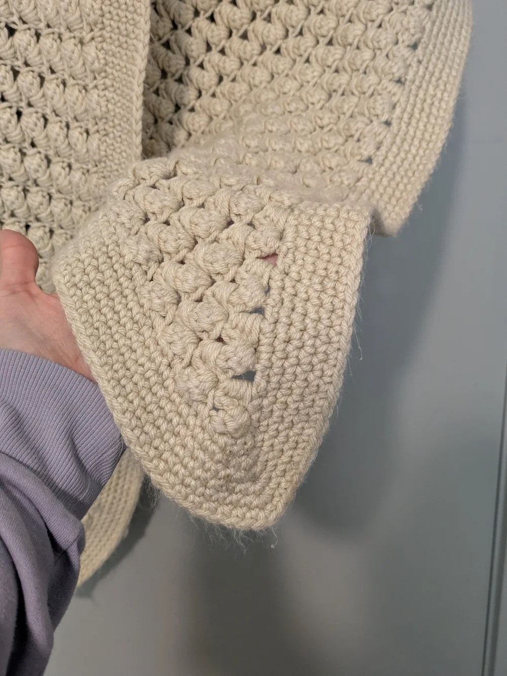 Chunky Crochet Knit Wrap Scarf in Cream